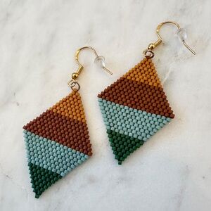 Fall Colored Seed Bead Earrings Handwoven Beaded Earrings Gift for Her